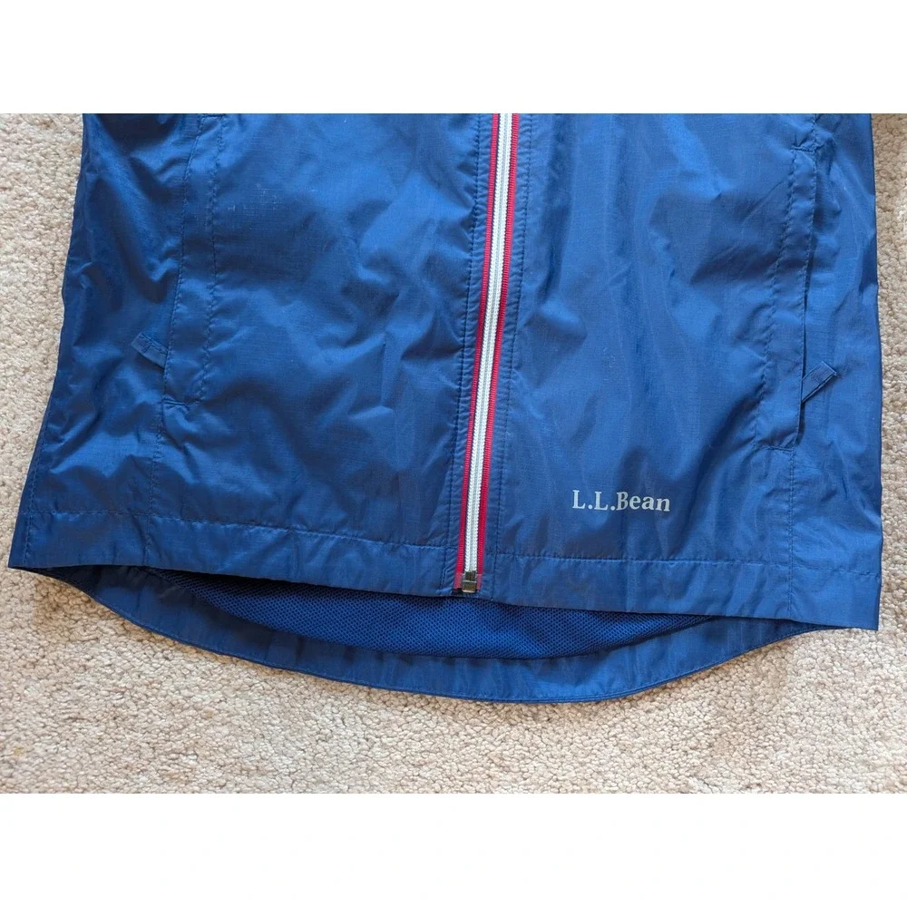 LL Bean Discovery Rain Jacket Kids 8 Blue Hooded